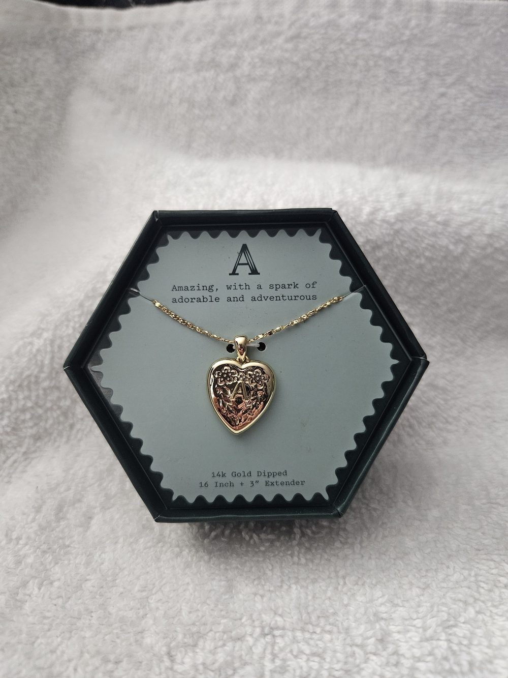 A New Day 14K Gold Dipped Engraved Floral Heart Letter A Initial Necklace